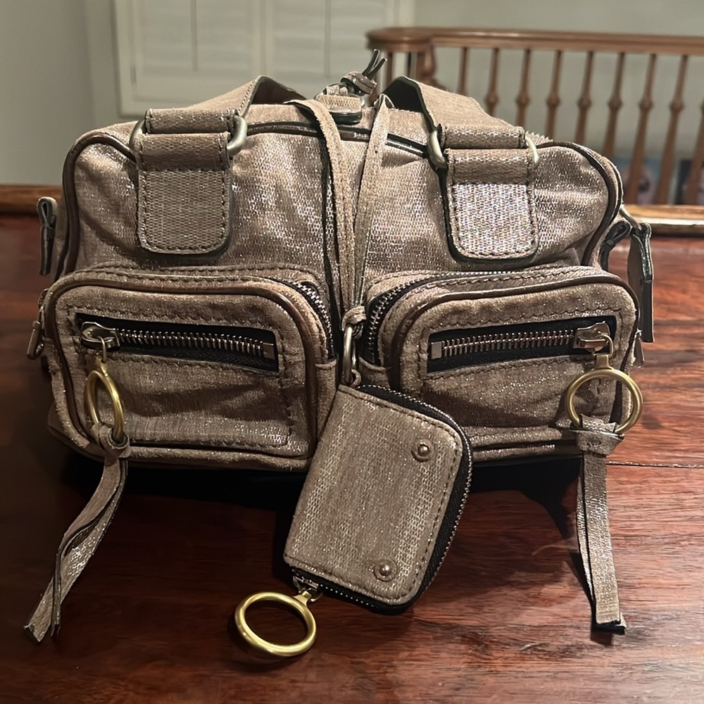 💸FLASH SALE💸CHLOE Betty Taupe Suede Metallic Silver Overlay Satchel